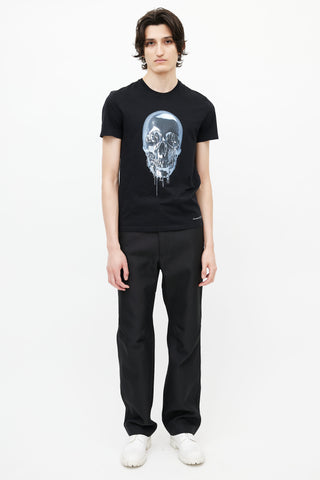 Alexander McQueen Black Dripping Skull Graphic T-Shirt
