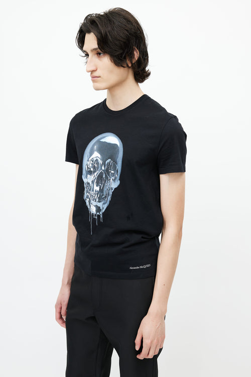 Alexander McQueen Black Dripping Skull Graphic T-Shirt