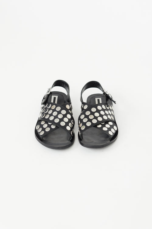 Alexander McQueen Black Studded Slingback Sandal