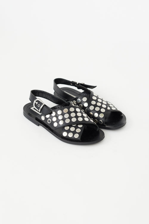 Alexander McQueen Black Studded Slingback Sandal