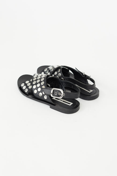 Alexander McQueen Black Studded Slingback Sandal