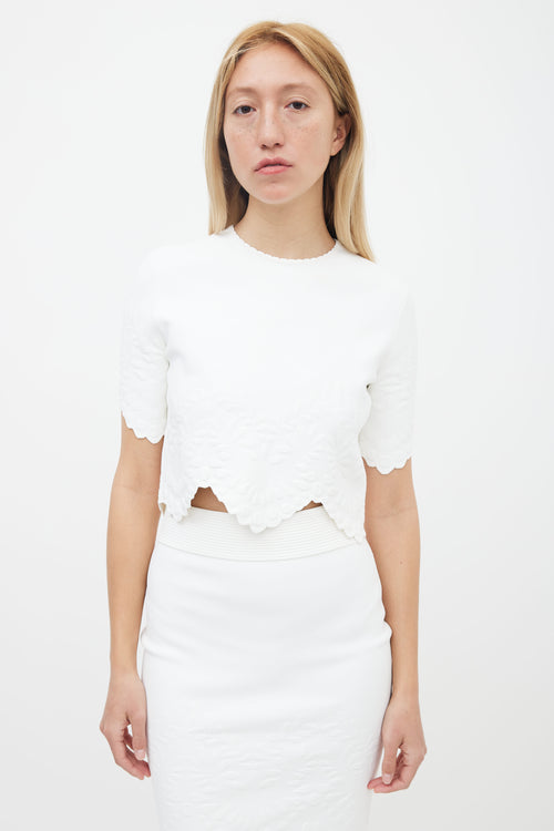 Alexander McQueen White Debossed Floral Trim Co-Ord Set