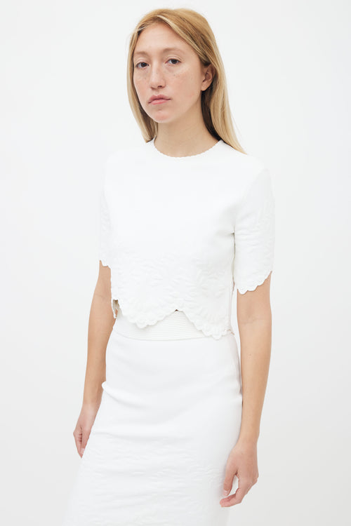 Alexander McQueen White Debossed Floral Trim Co-Ord Set