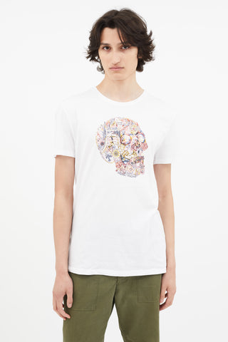 Alexander McQueen White & Multi Skull Print T-Shirt