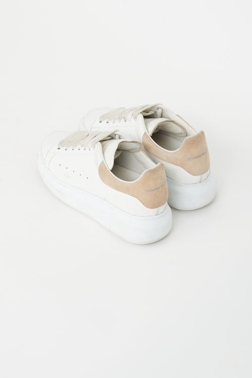 Alexander McQueen White & Beige Leather Oversized Sneaker