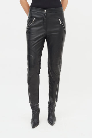 Alexander Wang Black Leather Moto Slim Leg Trouser