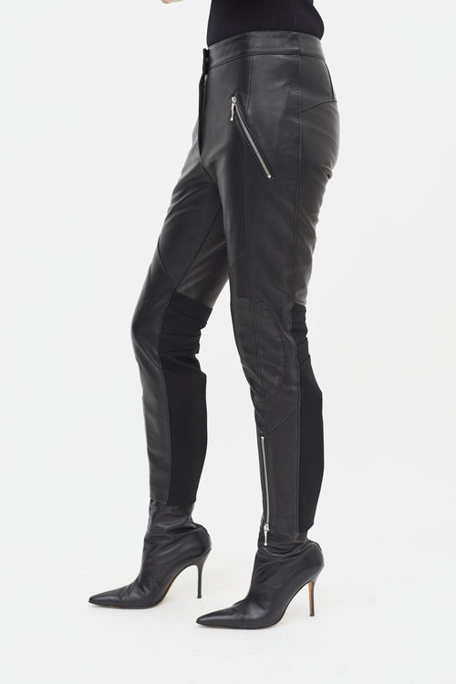 Alexander Wang Black Leather Moto Slim Leg Trouser
