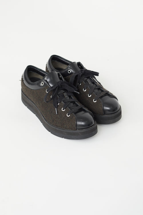 Alexander Wang Black Leather & Wool Platform Sneaker