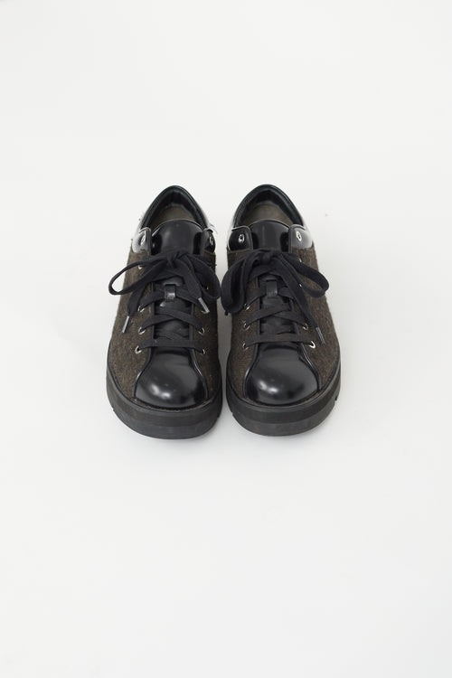 Alexander Wang Black Leather & Wool Platform Sneaker