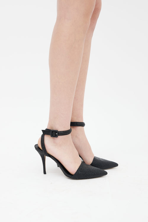 Alexander Wang Black Textured Leather Strappy Heel