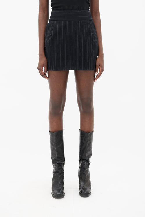 Alexandre Vauthier Black & Grey Pinstripe Mini Skirt