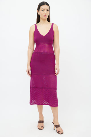 Alexis Purple Geometric Woven Knit Sleeveless Dress