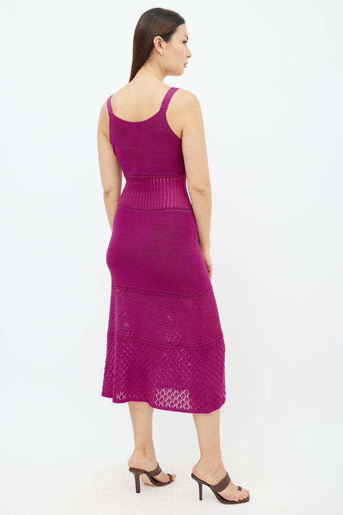 Alexis Purple Geometric Woven Knit Sleeveless Dress