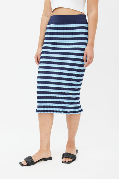 Altuzarra Blue Stripe Ribbed Knit Skirt