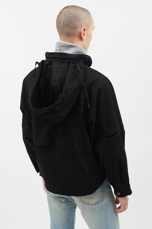 Ambush Black Hooded Boxy Crop Jacket