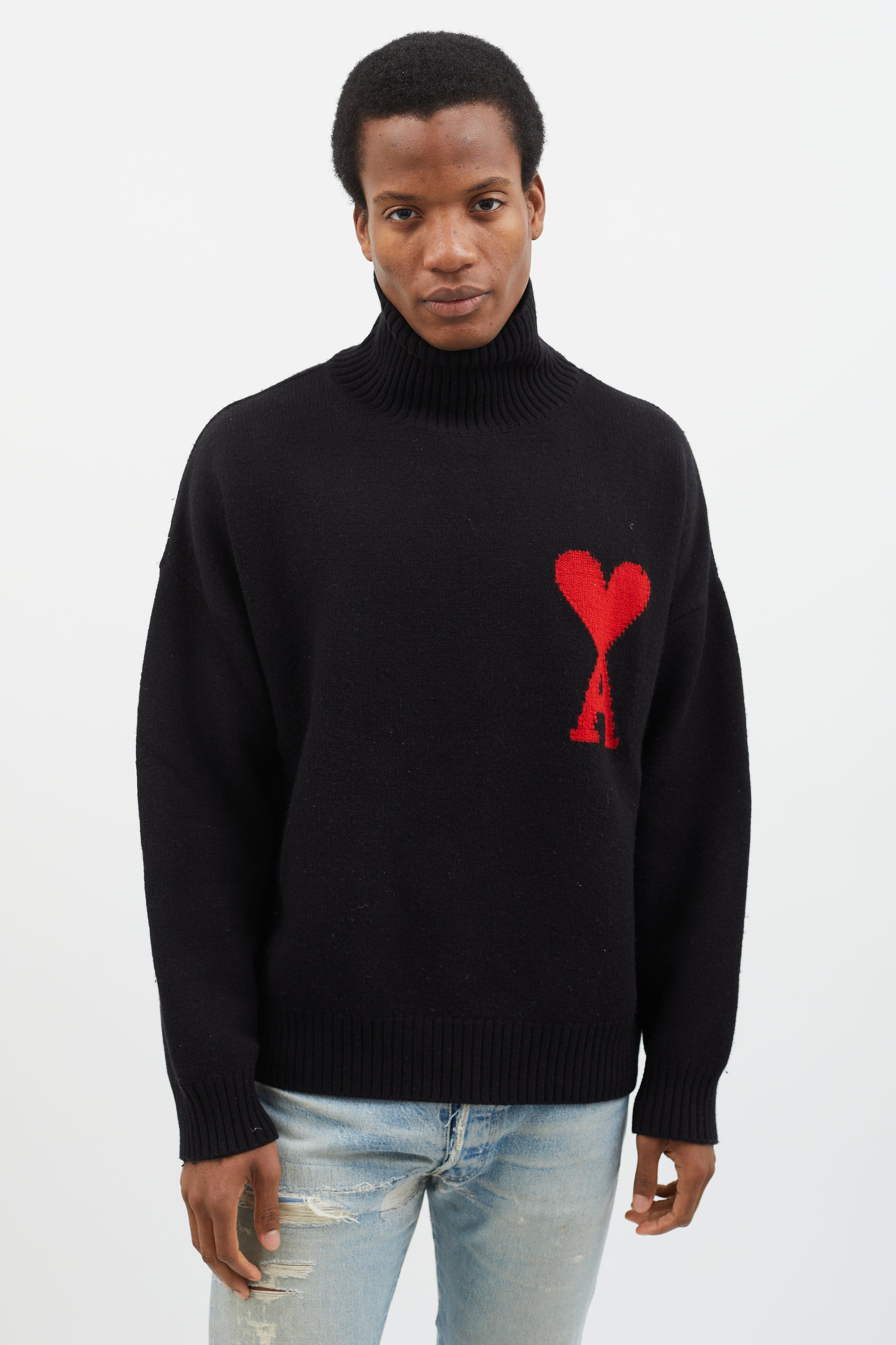 AMI Alexandre Mattiussi // Black & Red Heart Turtleneck Sweater – VSP  Consignment