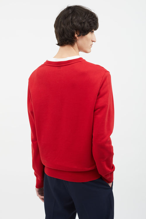 Ami Red Cotton Black Logo Patch Sweater