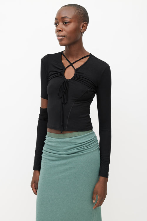 Andersson Bell Black Cross Chest Strap & Cut Out Sleeve Top
