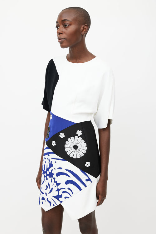 Andrew Gn White & Multicolour Floral Embroidered Dress