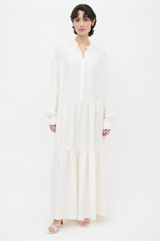 Anine Bing Cream Polka Dot Long Sleeve Maxi Dress