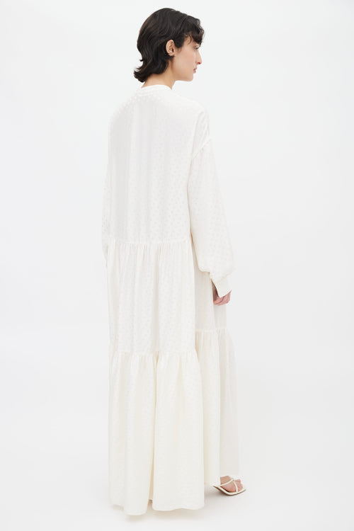 Anine Bing Cream Polka Dot Long Sleeve Maxi Dress