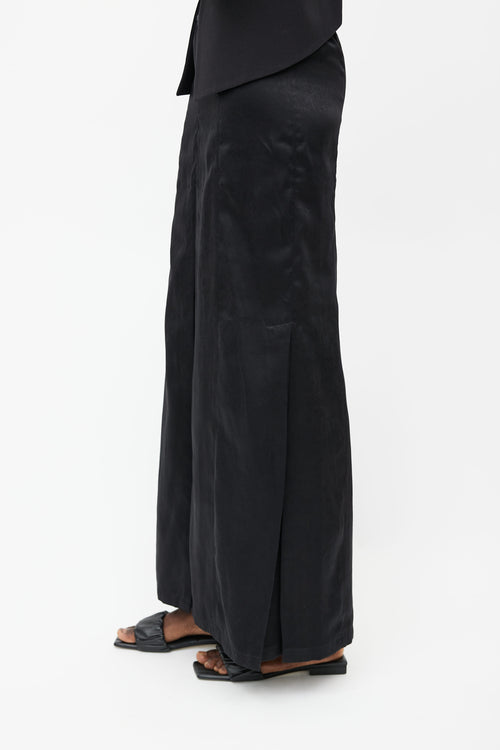 Ann Demeulemeester Black Satin Slit Skirt