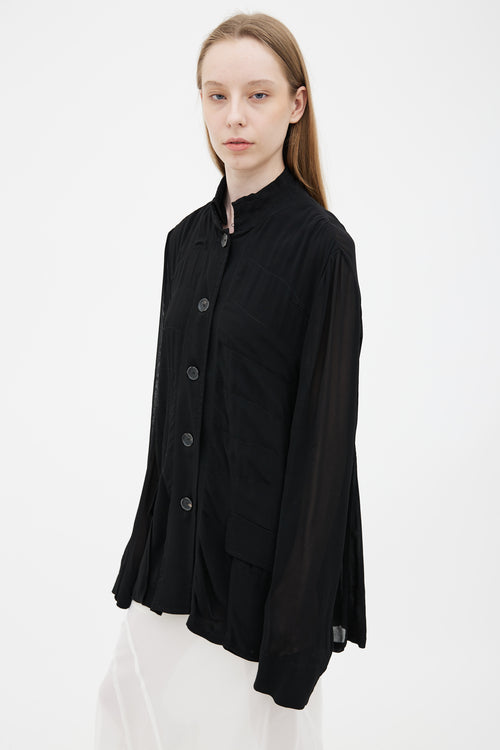 Ann Demeulemeester Black Semi Sheer Long Sleeve Shirt