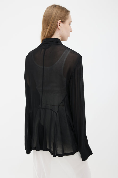 Ann Demeulemeester Black Semi Sheer Long Sleeve Shirt