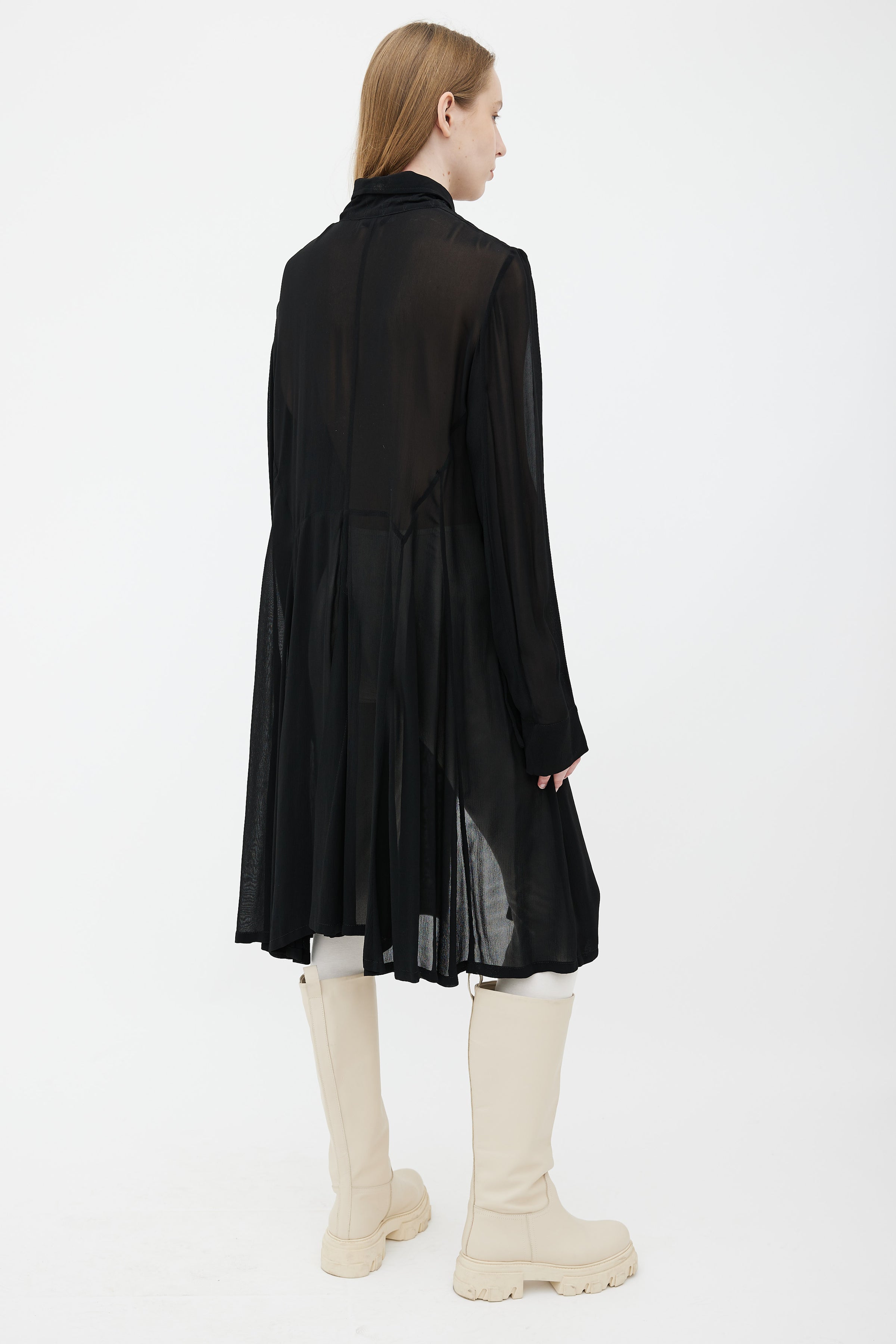 Ann Demeulemeester // Black Semi Sheer Long Sleeve Shirt – VSP