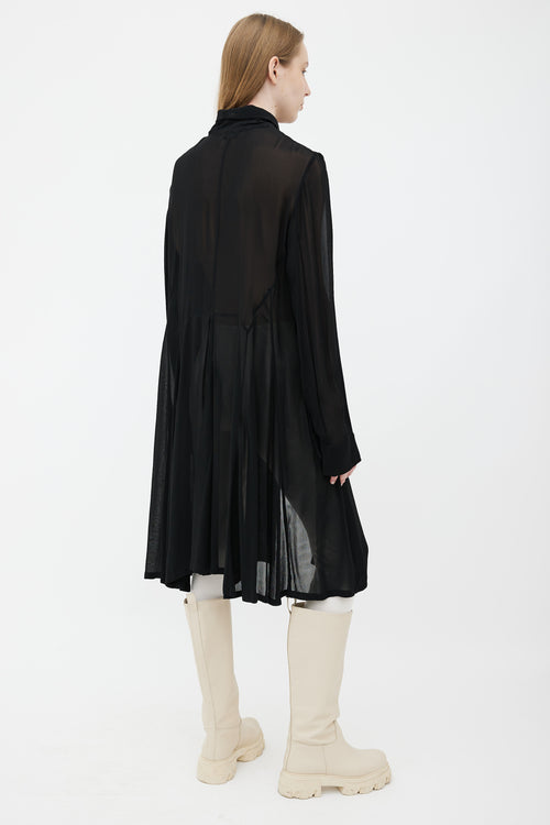 Ann Demeulemeester Black Semi Sheer Long Sleeve Shirt Dress