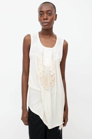 Ann Demeulemeester Cream Fringe Embroidery Top