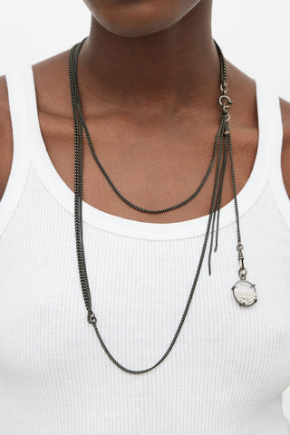 Ann Demeulemeester Black & Pearl Bead Chain Layered Necklace