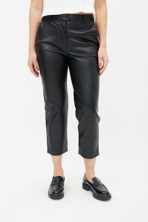 Aritzia Black Faux Leather Cropped Straight Pant