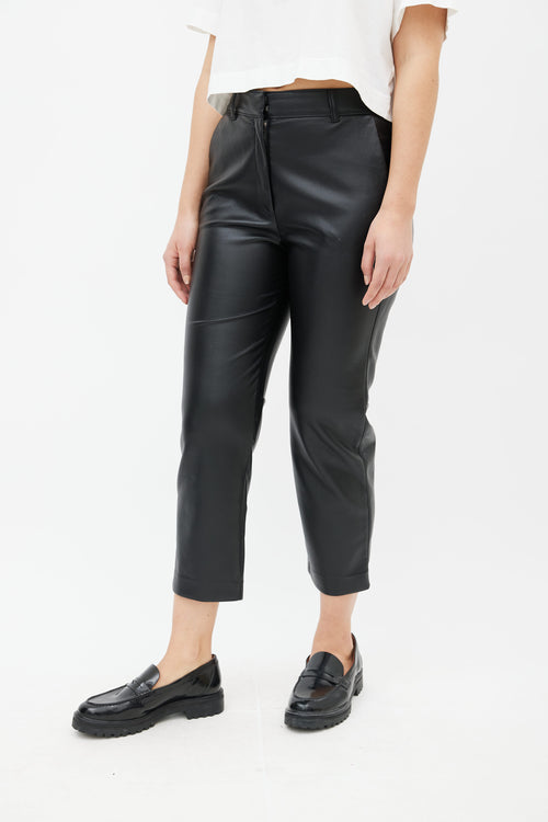 Aritzia Black Faux Leather Cropped Straight Pant
