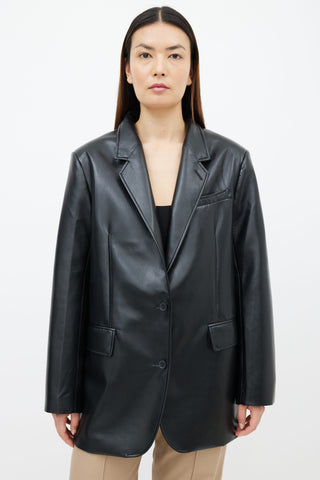 Aritzia Black Faux Leather New Agency Blazer