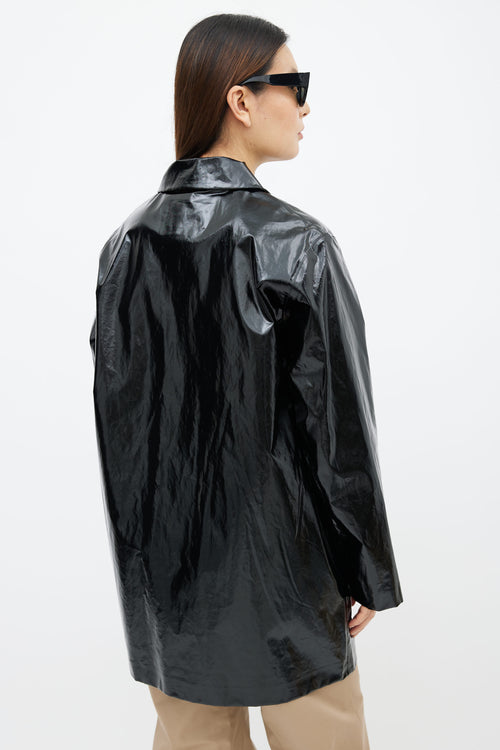 Aritzia Black Patent Faux Leather Shirt Jacket