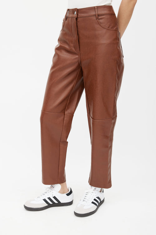 Aritzia Brown Faux Leather Slim Pant