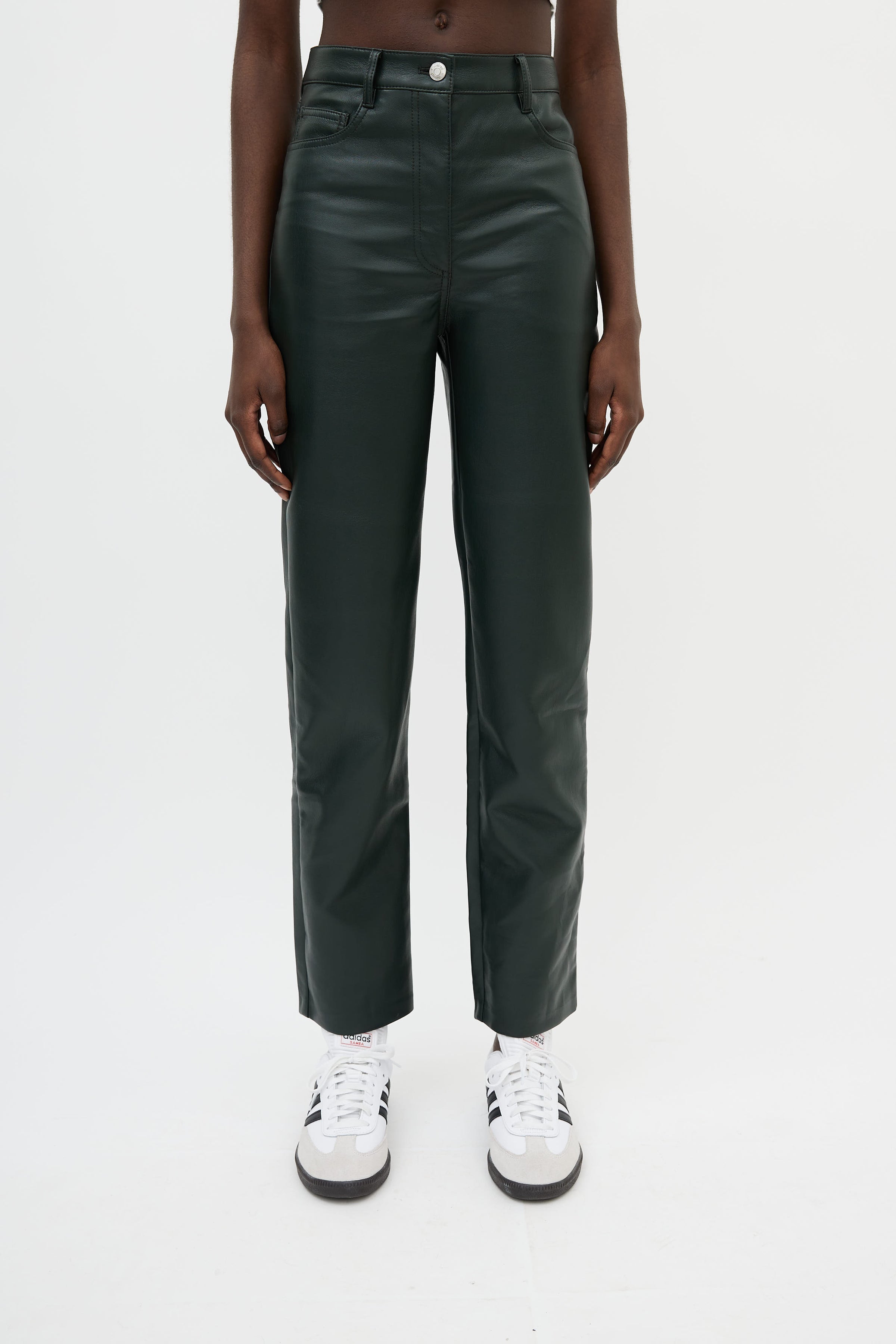 Aritzia // Dark Green Faux Leather Melina Trouser – VSP Consignment