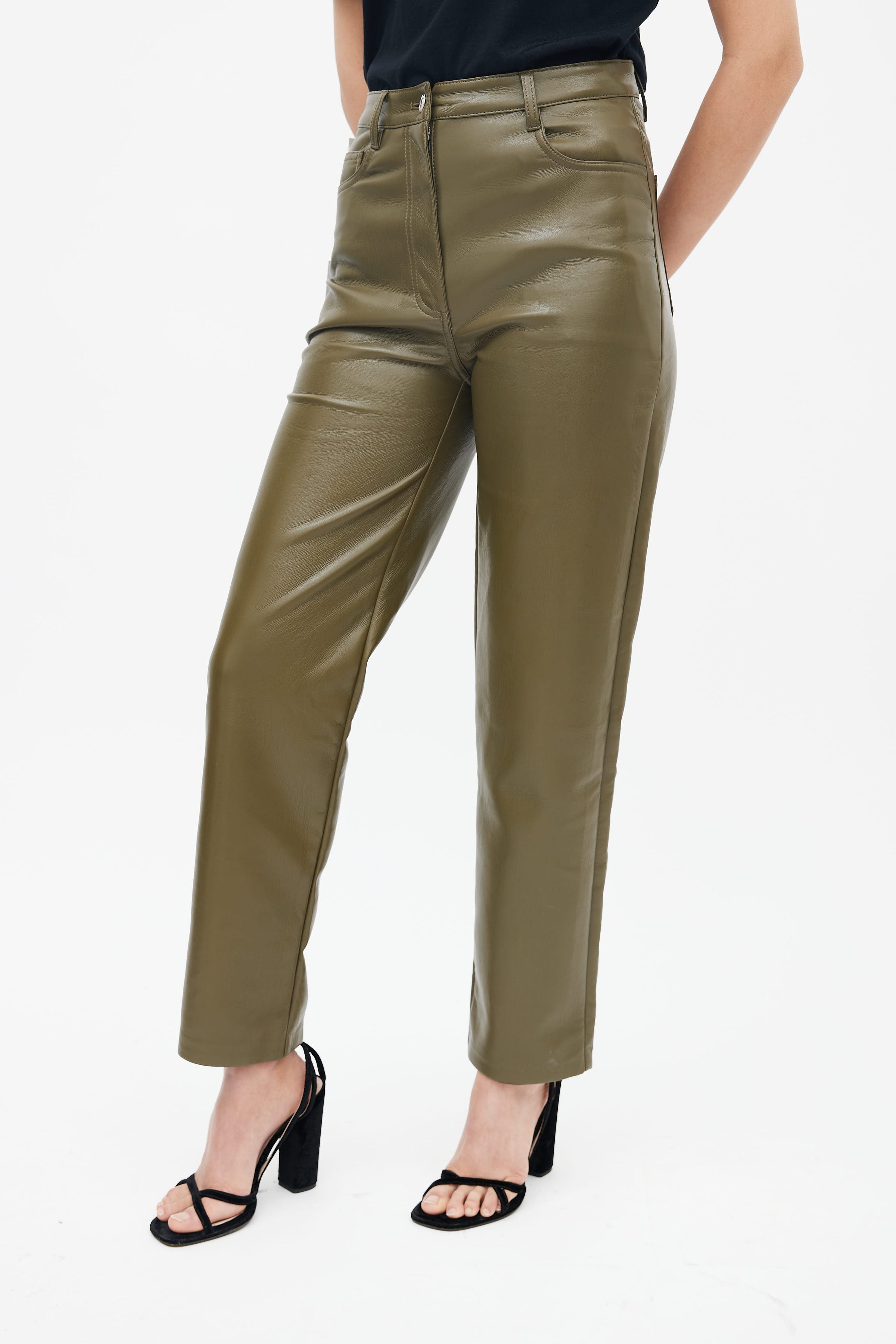 Aritzia // Green Faux Leather Melina Trouser – VSP Consignment