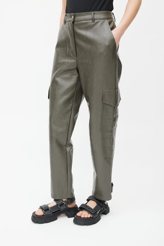 Aritzia Grey Faux Leather Stretchy Modern Cargo Pant