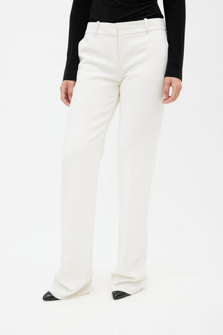 Armani White Wool Straight Leg Trouser