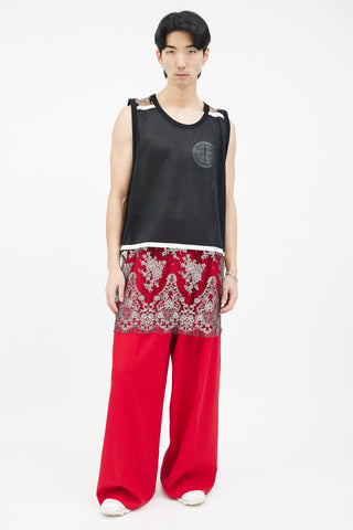 Astrid Andersen Black Mesh Floral Lace Jersey Top