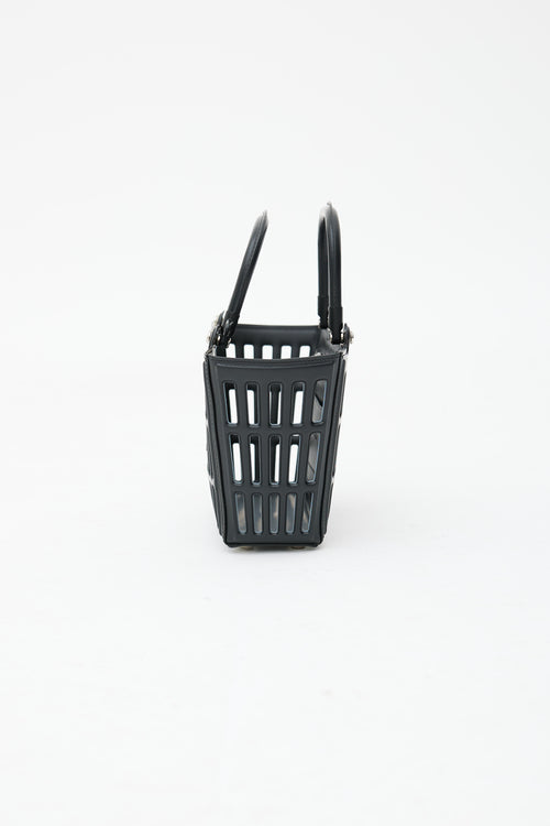 Balenciaga Black Leather Mag Basket Bag