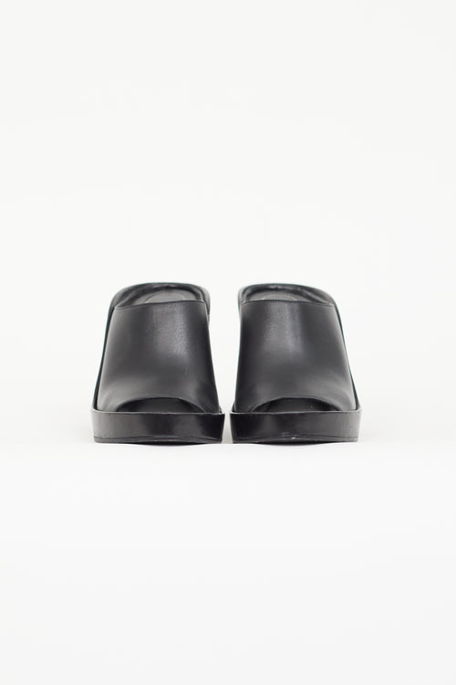 Balenciaga Black Leather Wedge Sandal