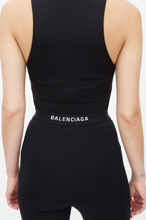 Balenciaga Black Logo Waistband  Legging