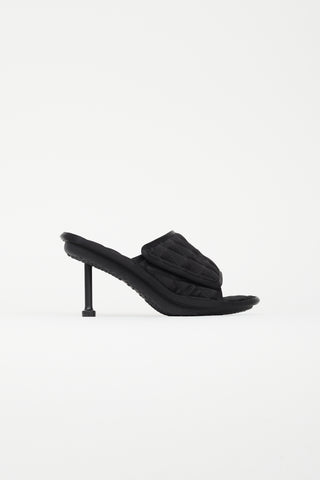 Balenciaga Black Satin Quilted Heeled Mule
