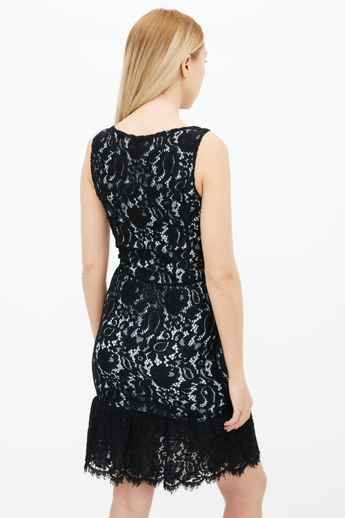 Balenciaga Black & Blue Lace Sleeveless Dress