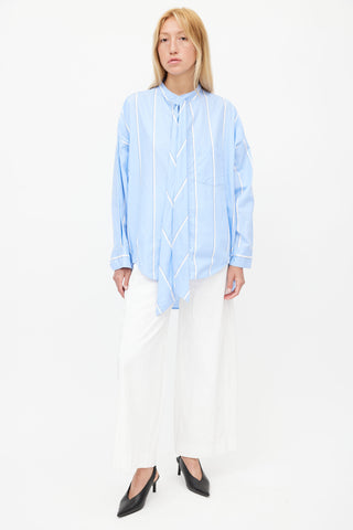 Balenciaga Blue & White Stripe Oversized Shirt