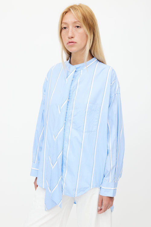 Balenciaga Blue & White Stripe Oversized Shirt