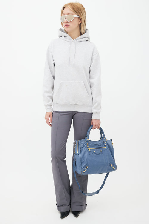 Balenciaga Blue Leather & Gold-Tone City Shoulder Bag